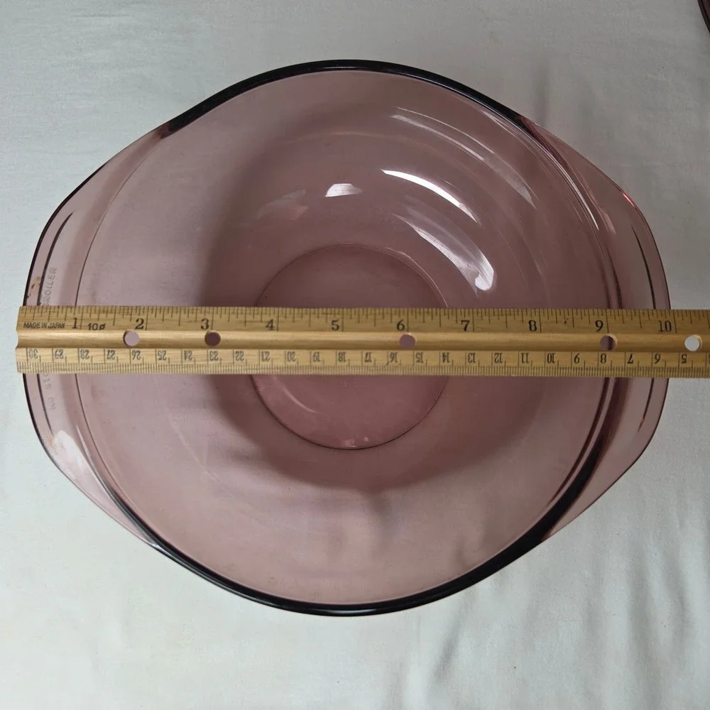Pyrex Visions Cranberry Glass 2L Round Casserole Dish with Lid 024 USA Made MCM